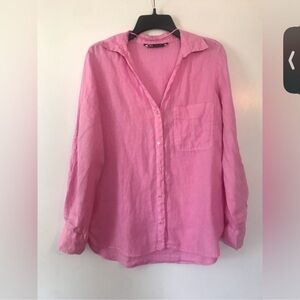 Light Pink Linen Button-Up Shirt